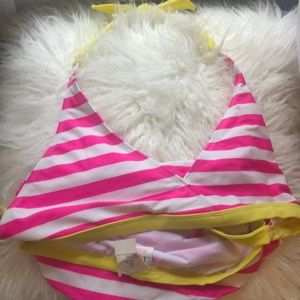 Pink and white striped target girls bikini NWT XL